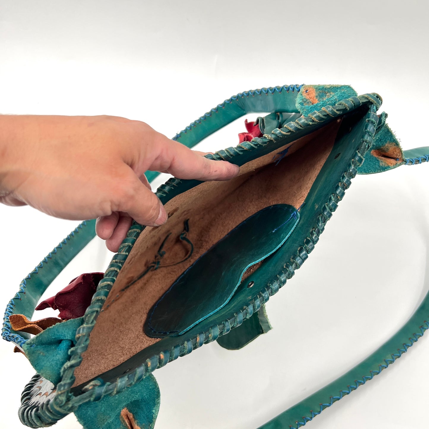 Artisanal Tooled Leather Whimsical Shoulder Bag