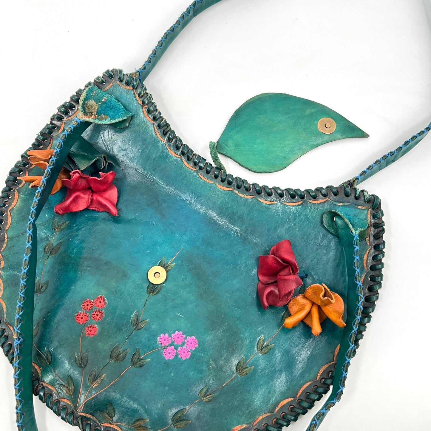 Artisanal Tooled Leather Whimsical Shoulder Bag