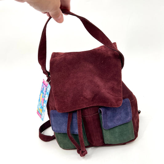 UO Suede Leather Colourblock Mini Backpack