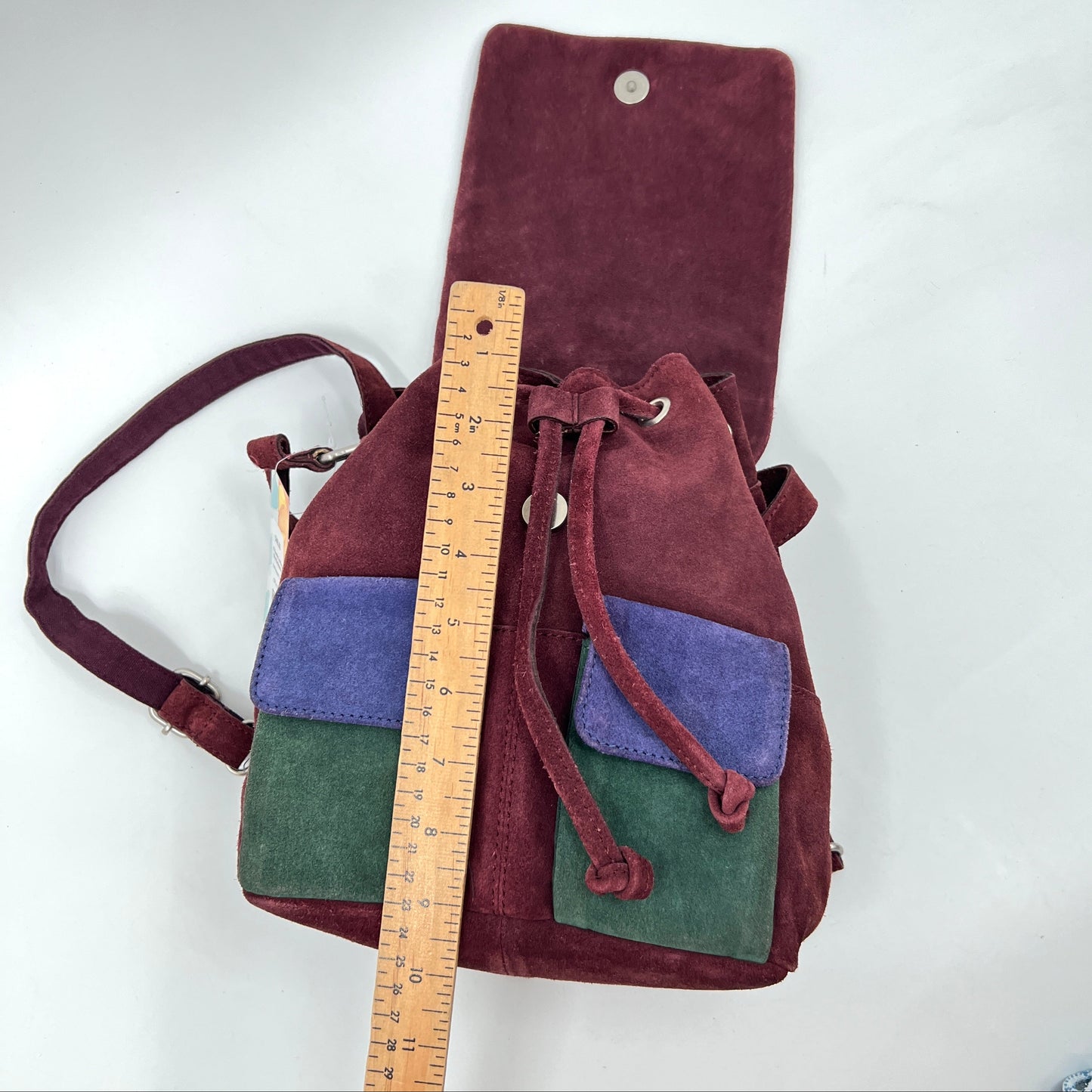 UO Suede Leather Colourblock Mini Backpack