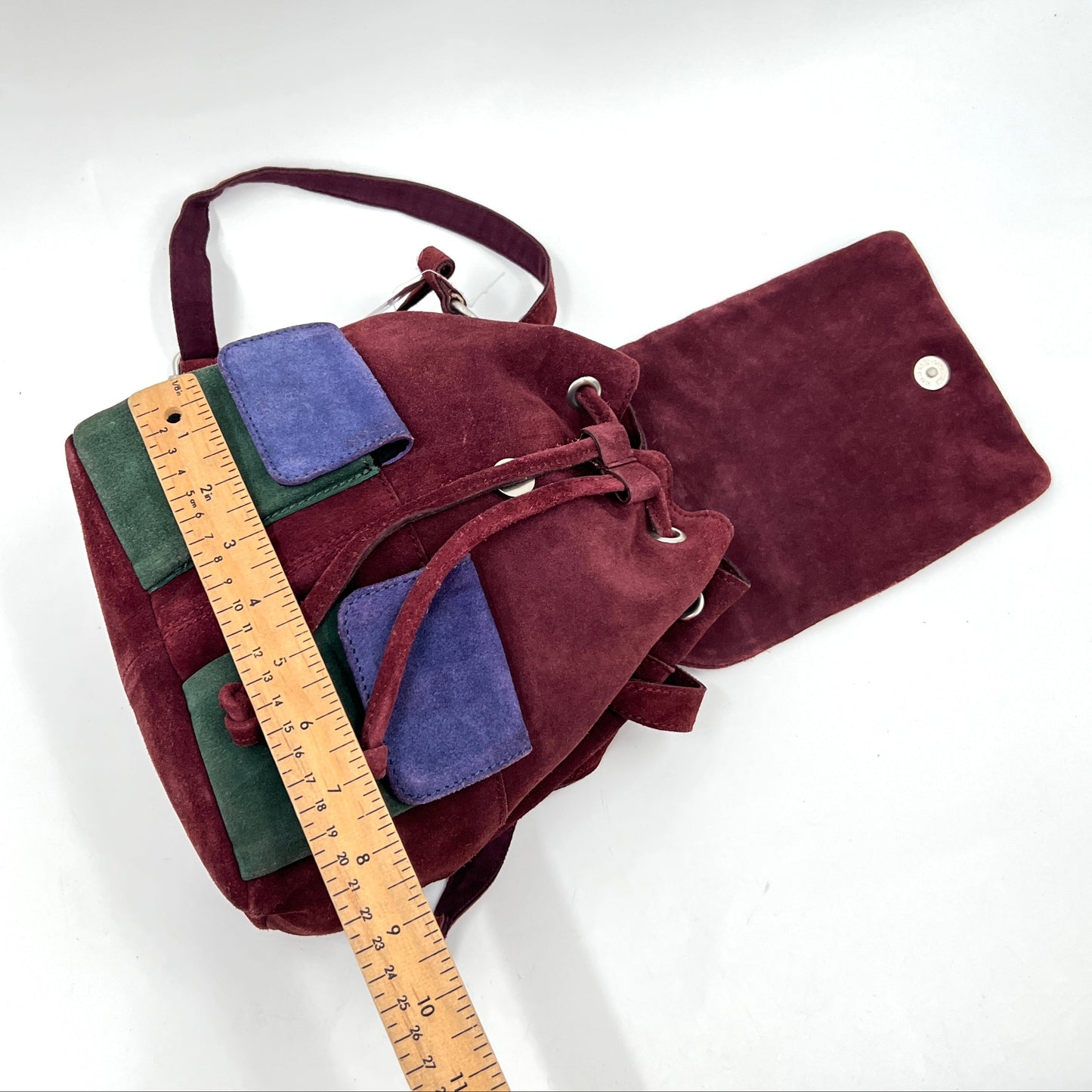 UO Suede Leather Colourblock Mini Backpack