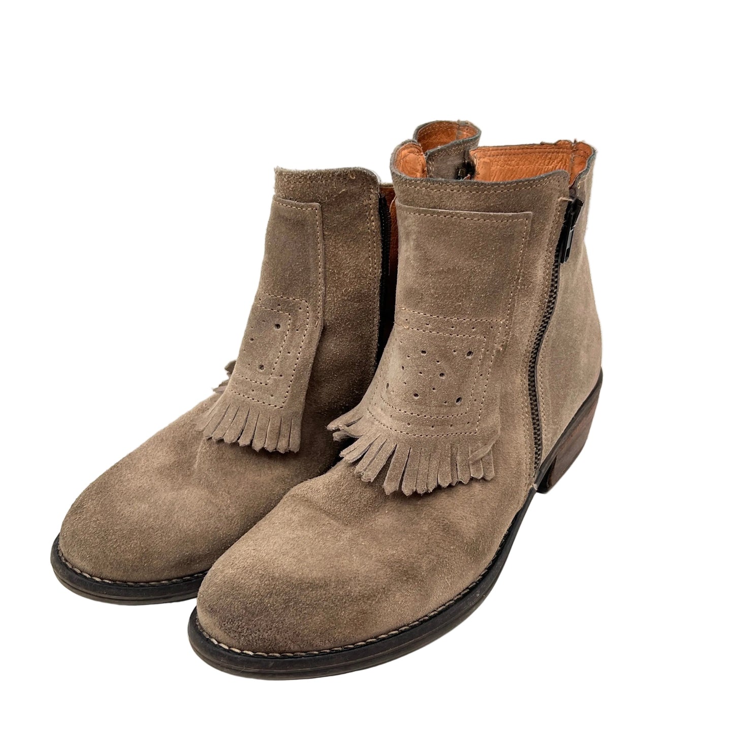 Suede Leather Kiltie Ankle Boots