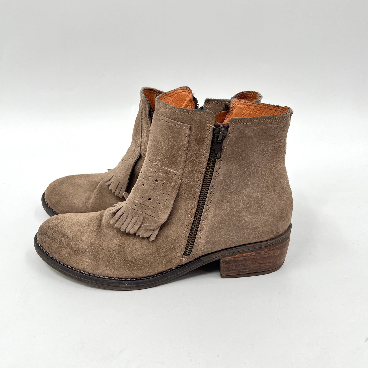 Suede Leather Kiltie Ankle Boots
