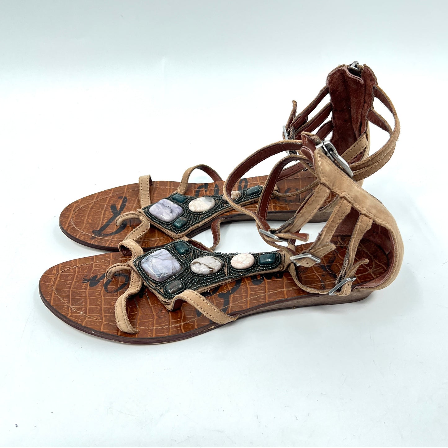 Sam Edelman Stone Embelished Leather Sandals