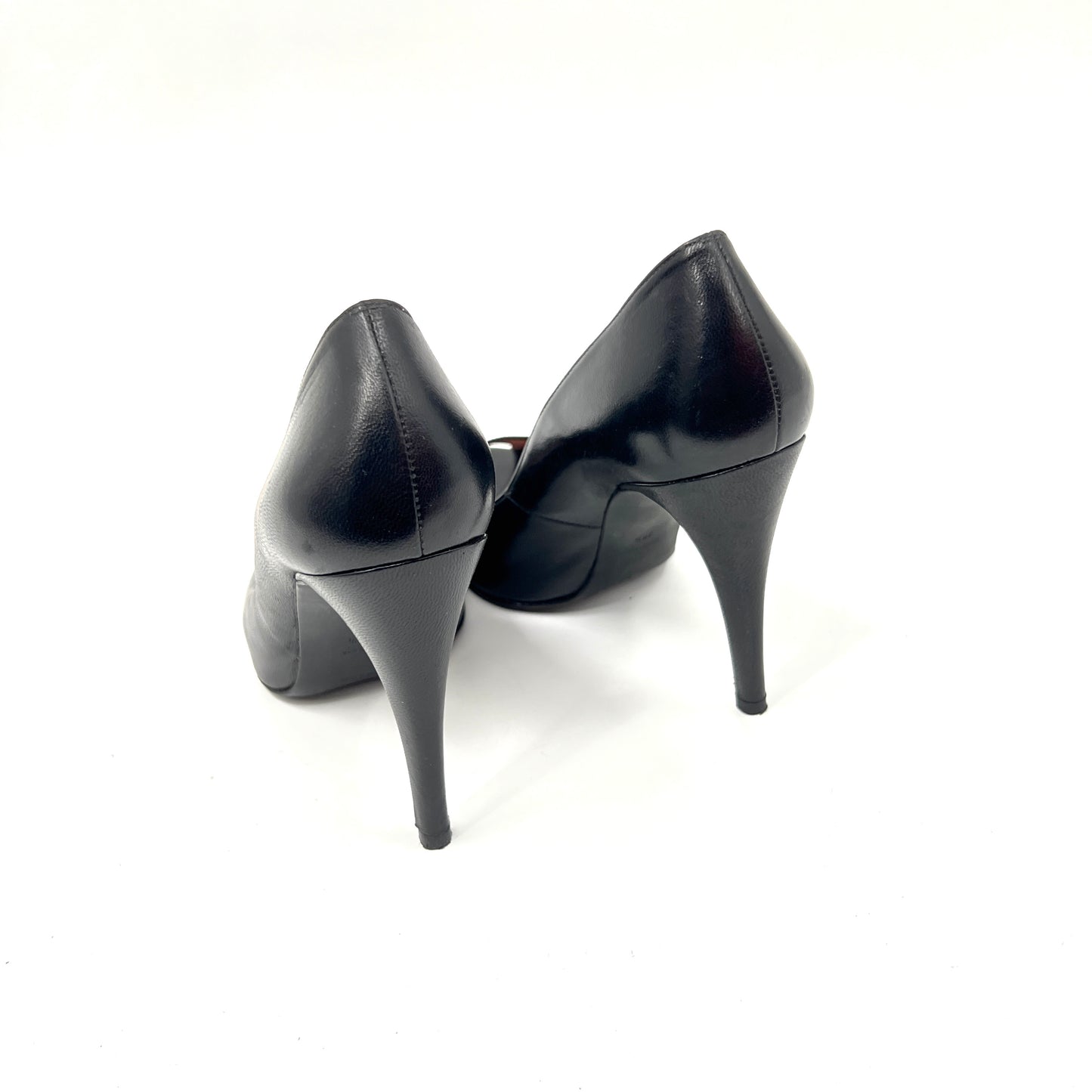 Pura Lopez Leather Peep Toe Pump Heels