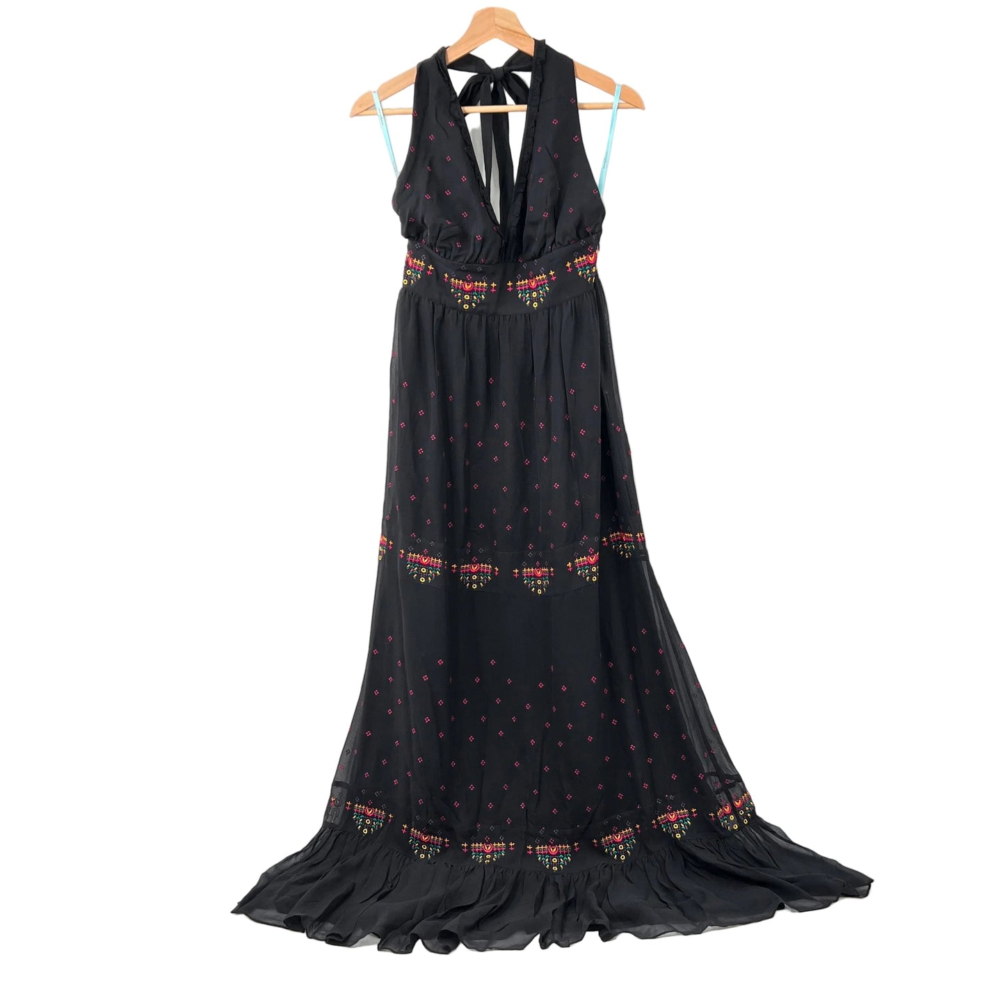 Marciano Pure Silk Embroidred Maxi Dress