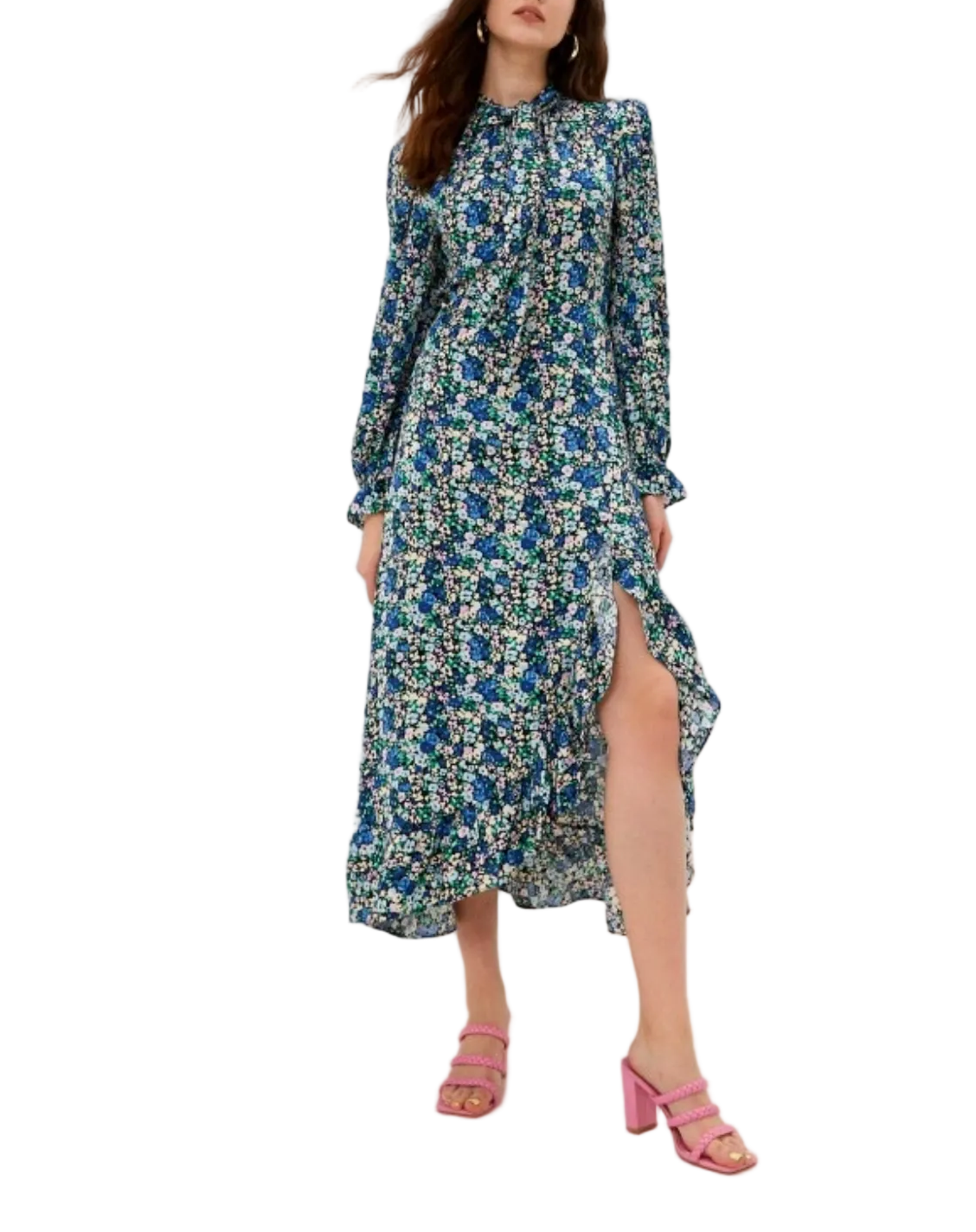 River Island Floral Midi Long Sleeves Dress