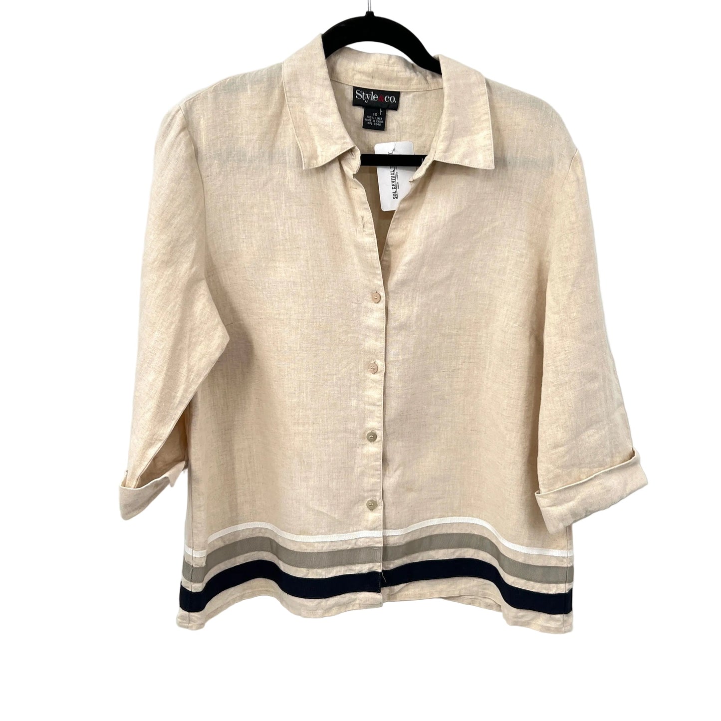 Pure Linen 3/4 Sleeves Boxy Blouse