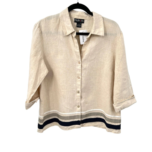 Pure Linen 3/4 Sleeves Boxy Blouse