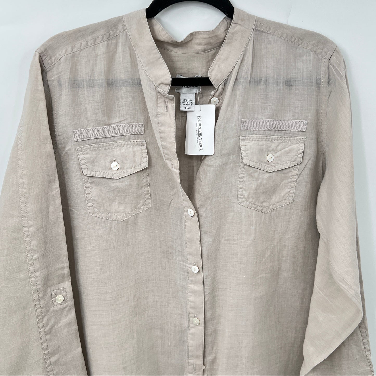 Chico's Pure Ramie Blouse Long Sleeves Blouse