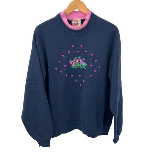 Vintage Top Stich Embrodered Crewneck