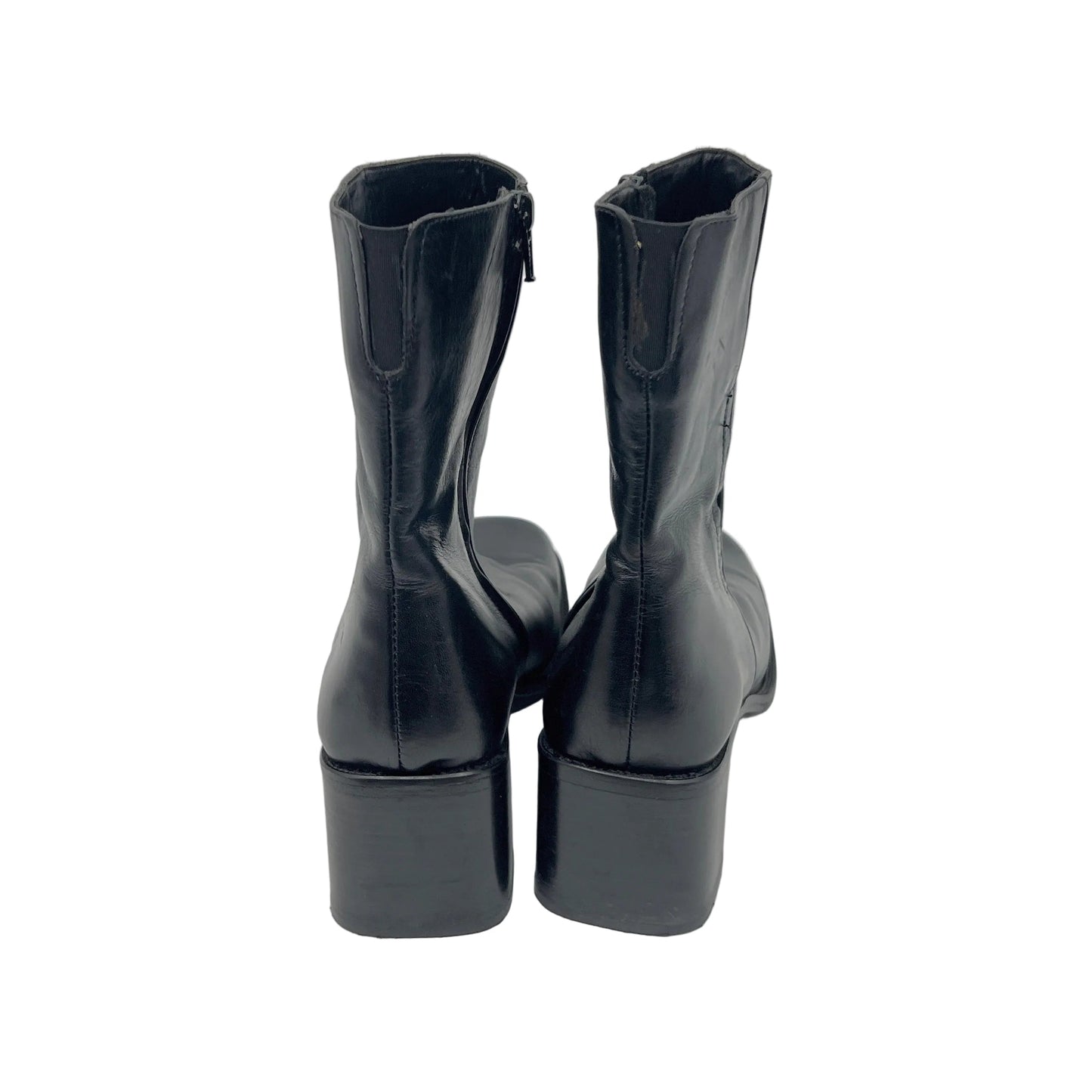 Vintage Bravo Browns Leather Square Toe Heels Boots