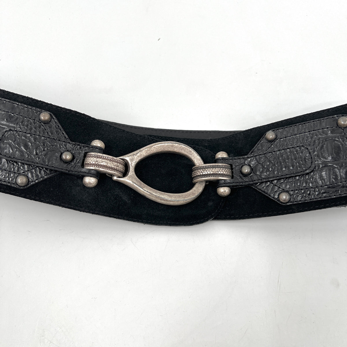 Avion Genuine Leather Metal Buckle Wide Belt