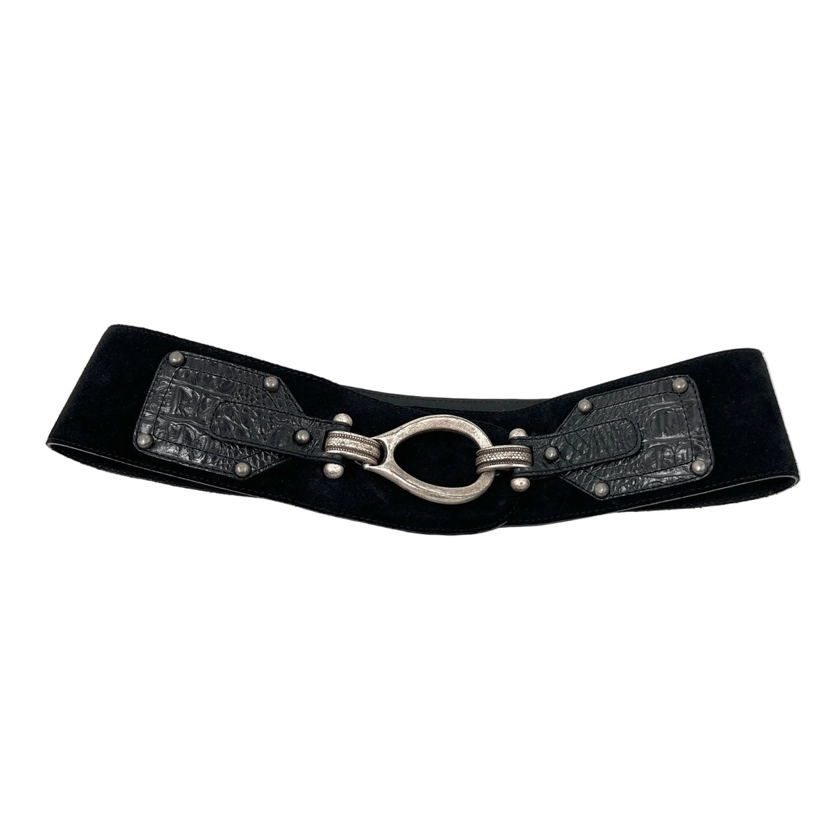 Avion Genuine Leather Metal Buckle Wide Belt
