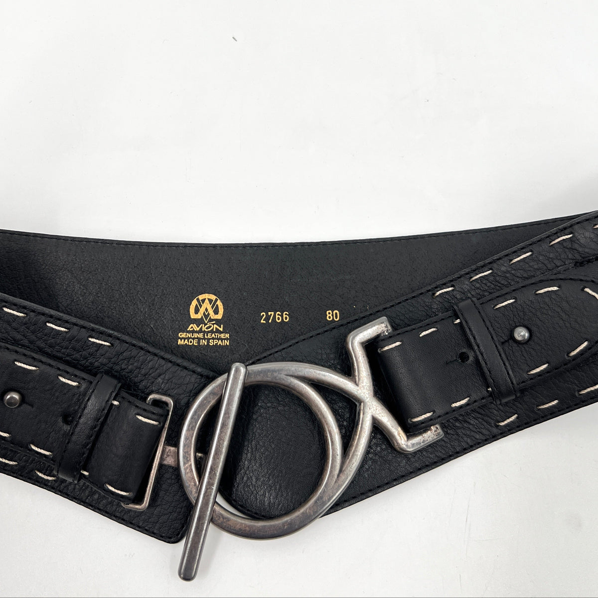 Avion Genuine Leather Wide Belt Ring Buckle