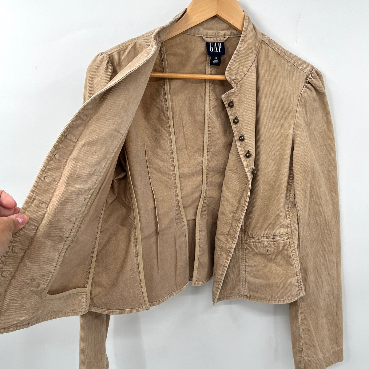 Y2K Gap Corduroy Fitted Pleaded Back Blazer Jacket