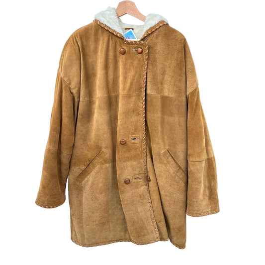 Vintage Annex Suede Leather Faux Shearling Coat Jacket