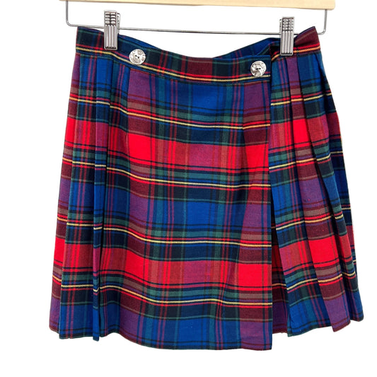 Vintage Pleaded Wrap Mini Skirt