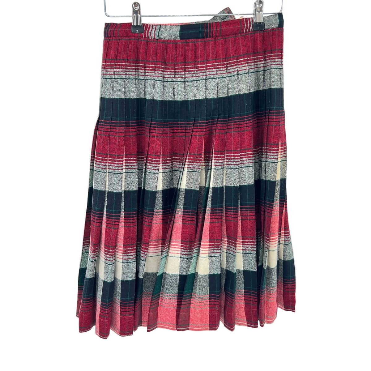 Vintage Sportstrite Reversible Wool Pleaded Midi Skirt
