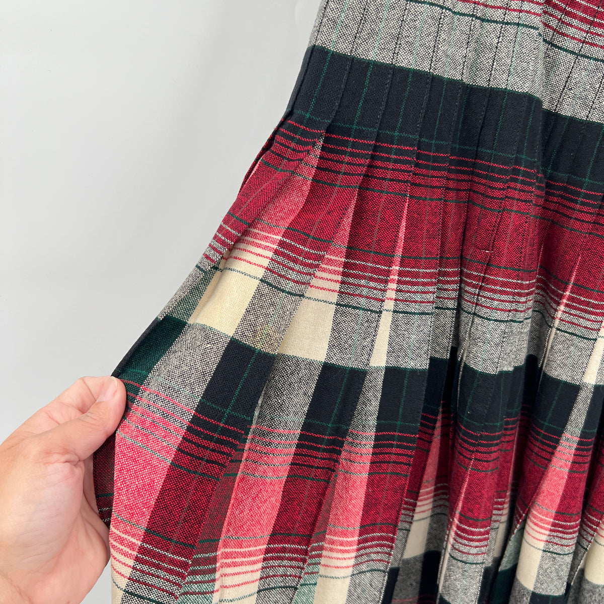 Vintage Sportstrite Reversible Wool Pleaded Midi Skirt