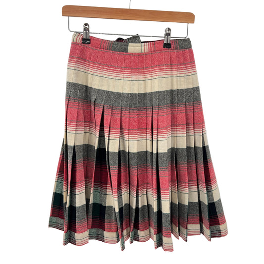 Vintage Sportstrite Reversible Wool Pleaded Midi Skirt