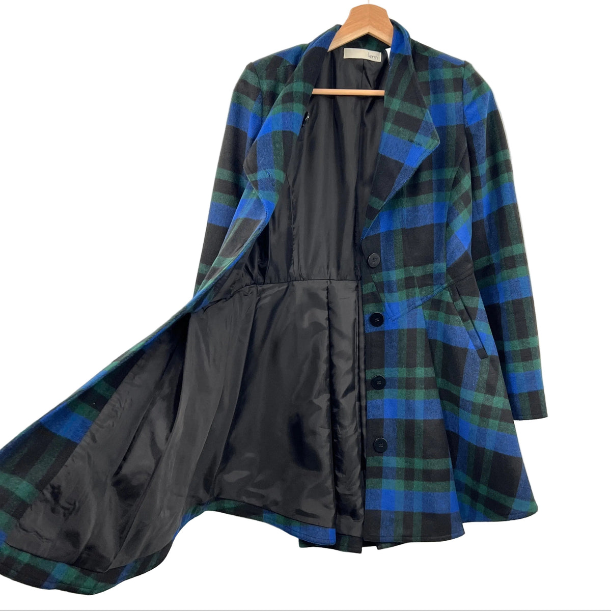Kersh Plaid Twist Swing Style Ligth Coat