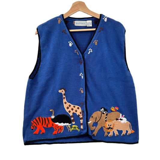 Vintage Belle Pointe Animal's Ark  Patch Work Sweater Vest