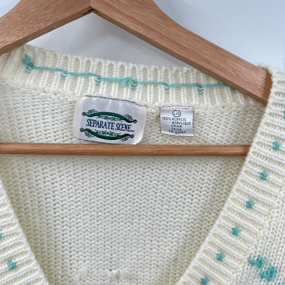 Vintage Separate Acrylic V-neck Sweater
