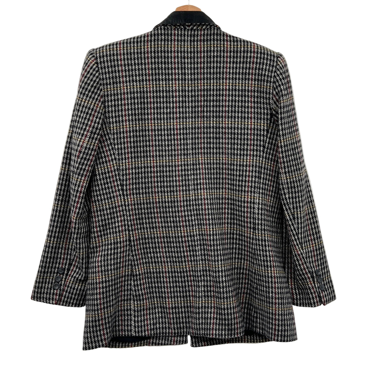 Vintage Kasper Leather Collar Wool Blend Blazer