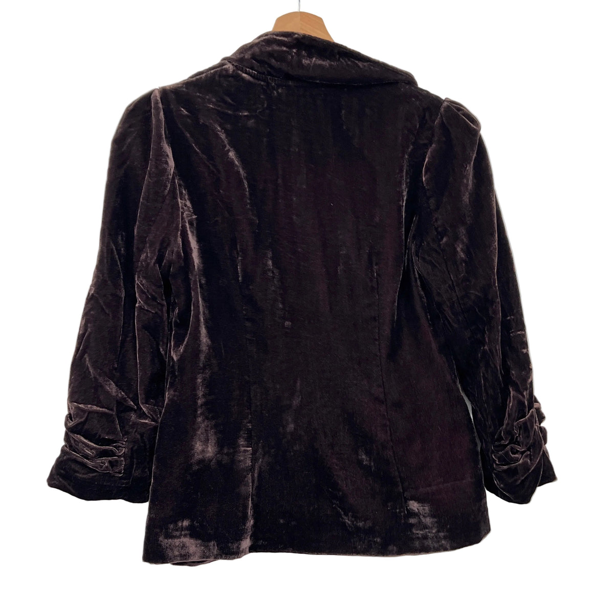 Elevenses Velour 3/4 Sleeves Drape Front Cropped Blazer