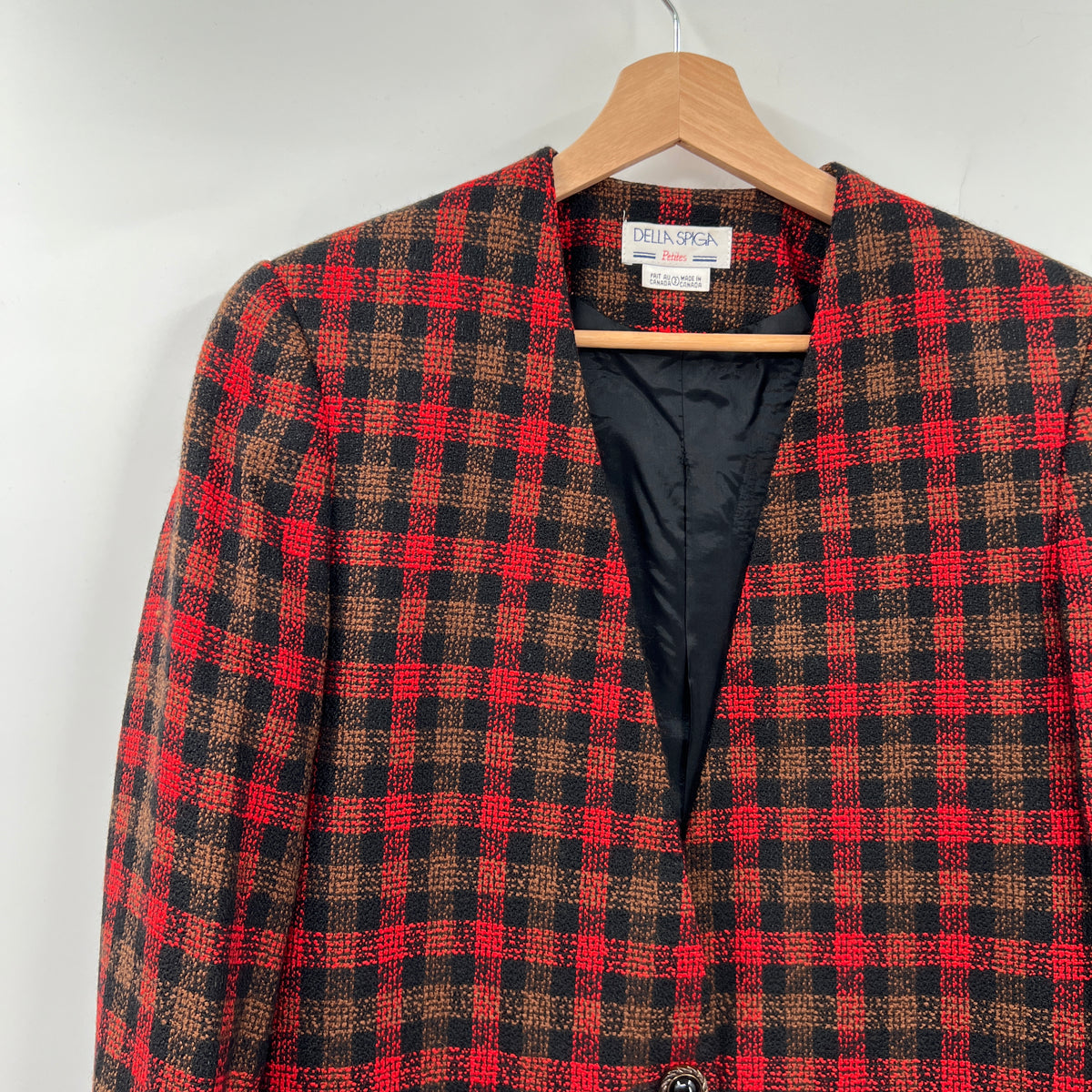 Vintage Della Spiga Collarless Wool Blend Blazer