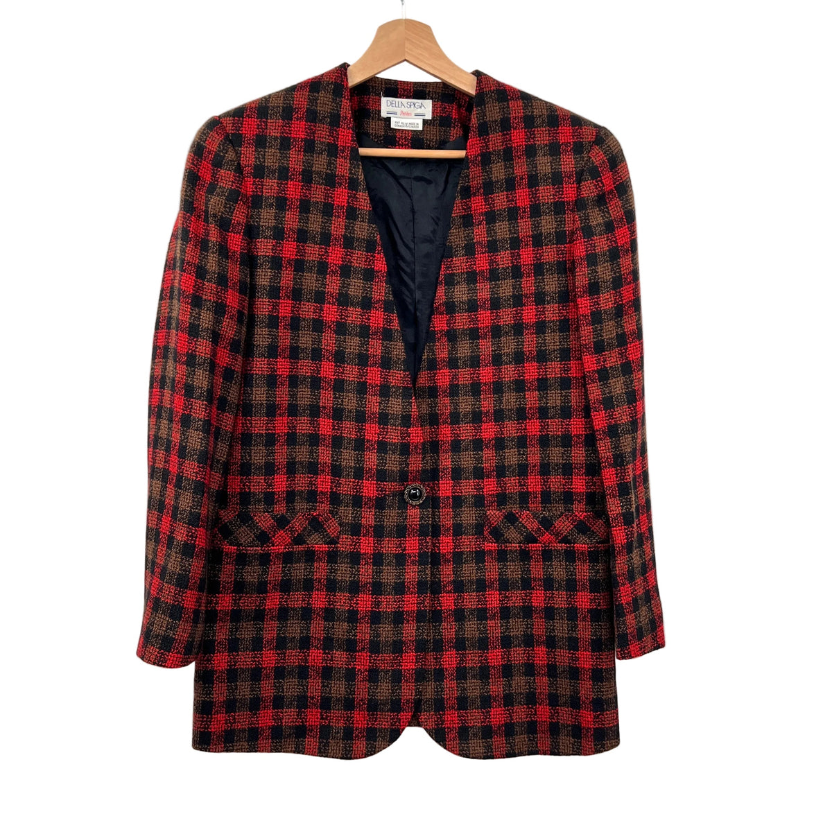Vintage Della Spiga Collarless Wool Blend Blazer