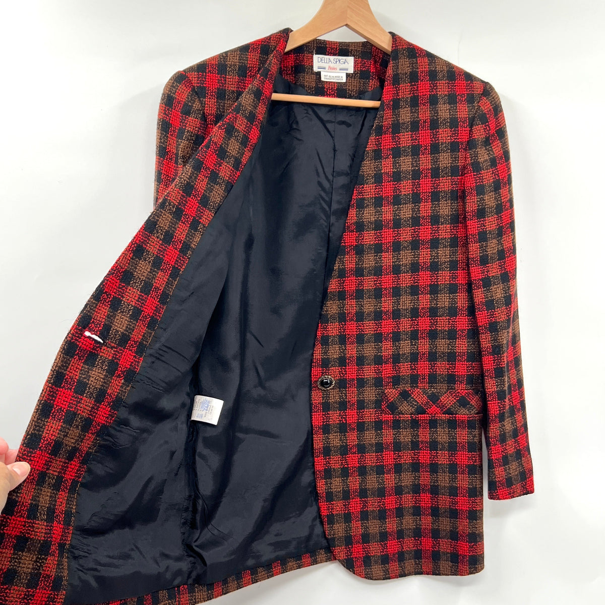 Vintage Della Spiga Collarless Wool Blend Blazer