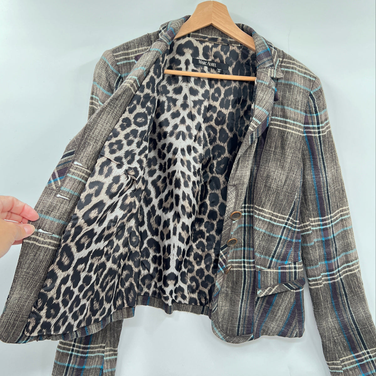 Marc Aurel Wool Blend Plaid Blazer