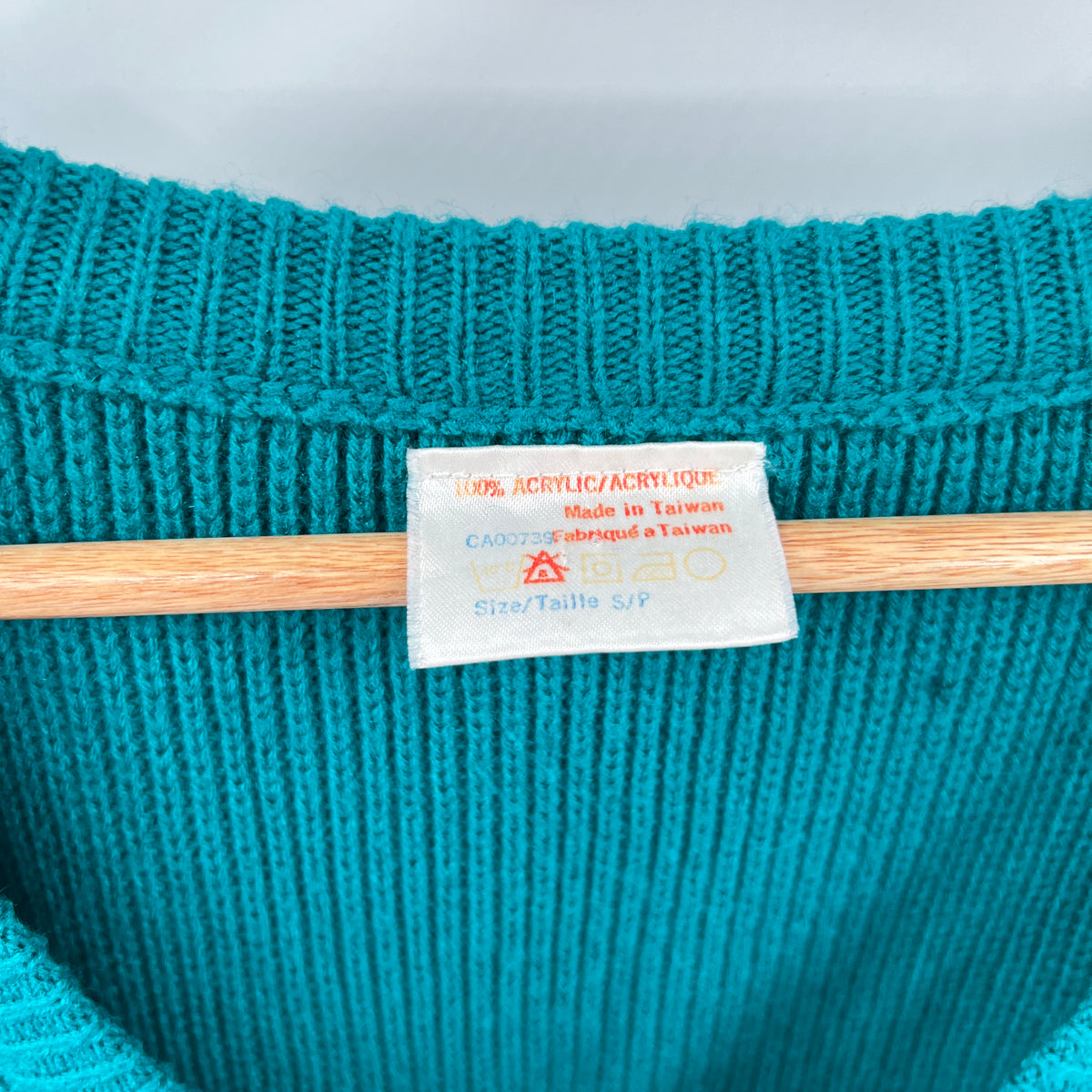 Vintage Acrylic V-neck Teal Sweater Vest