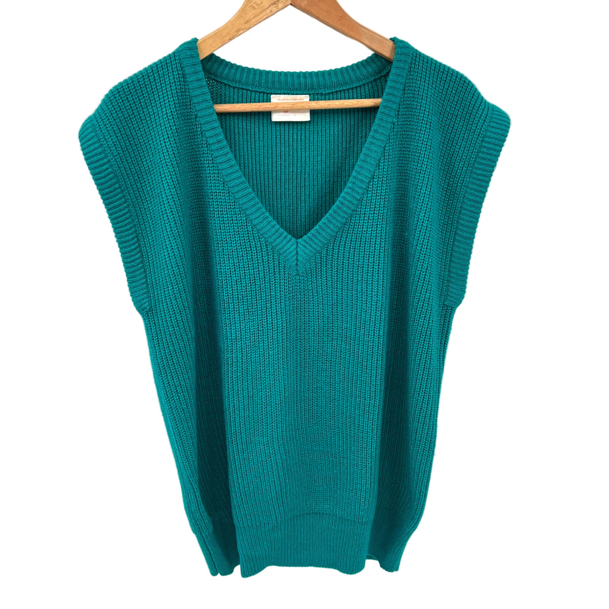 Vintage Acrylic V-neck Teal Sweater Vest