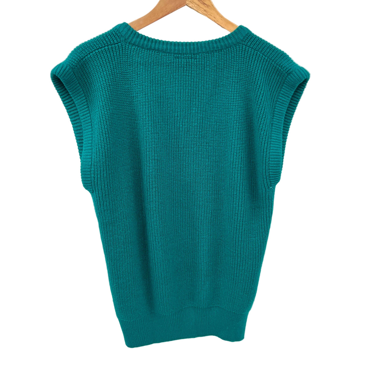 Vintage Acrylic V-neck Teal Sweater Vest