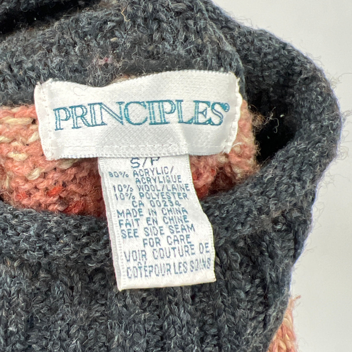 Vintage Principles Mock Neck Multi Colour Knit Sweater