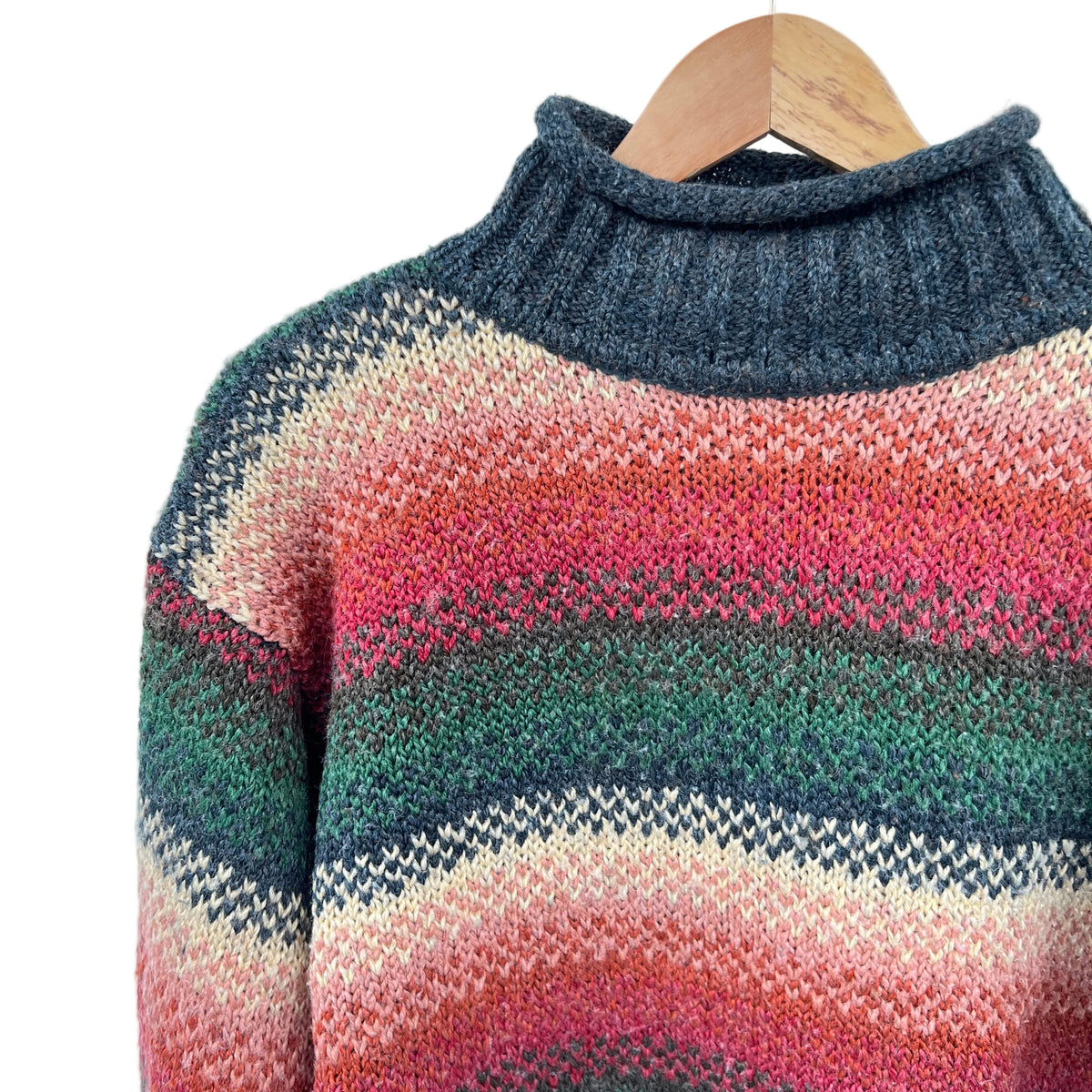 Vintage Principles Mock Neck Multi Colour Knit Sweater