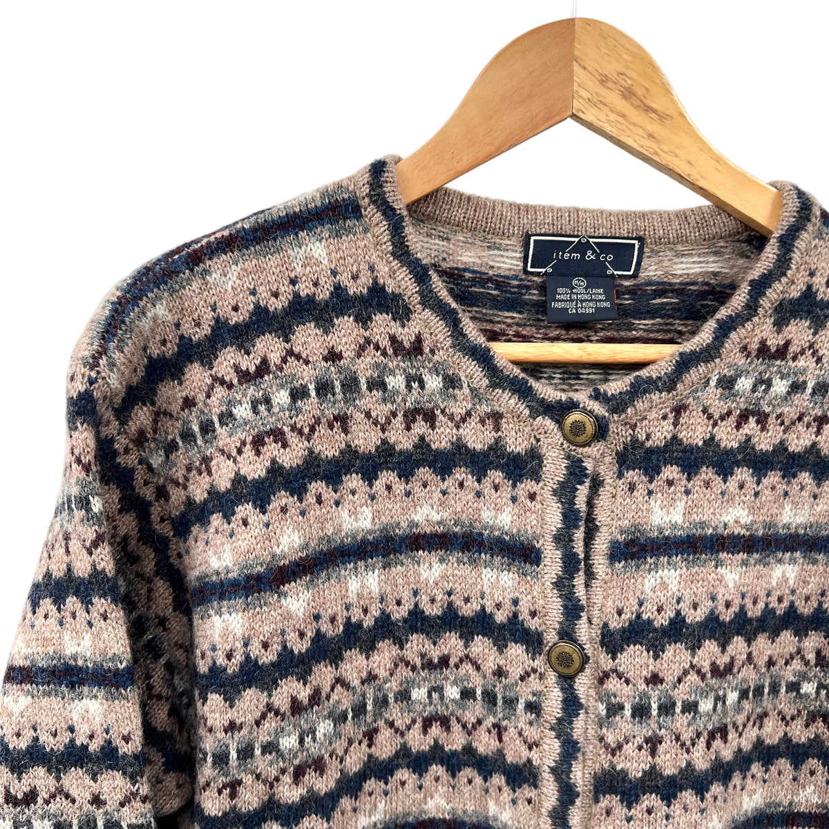 Vintage Item & co Fair Isle Style Wool Cardigan