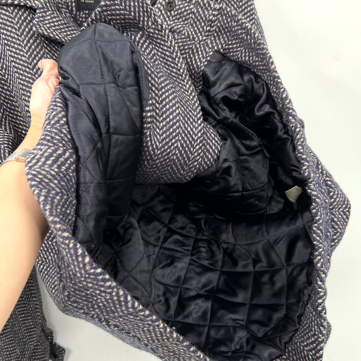 Vintage Herringbone Wool Blend Quilted Liner Jacket