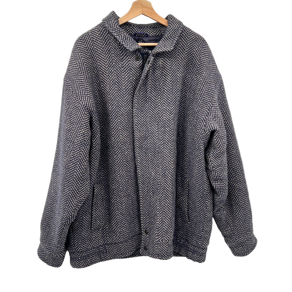Vintage Herringbone Wool Blend Quilted Liner Jacket