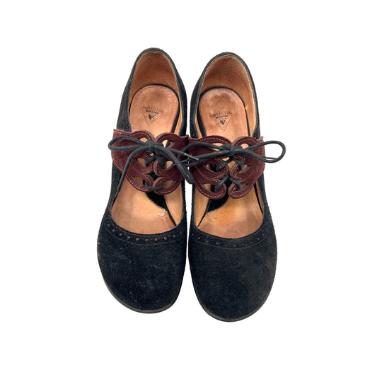 John Fluevog Suede Leather Two Tones Lace Heels Shoes