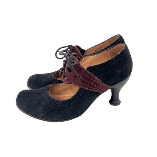 John Fluevog Suede Leather Two Tones Lace Heels Shoes