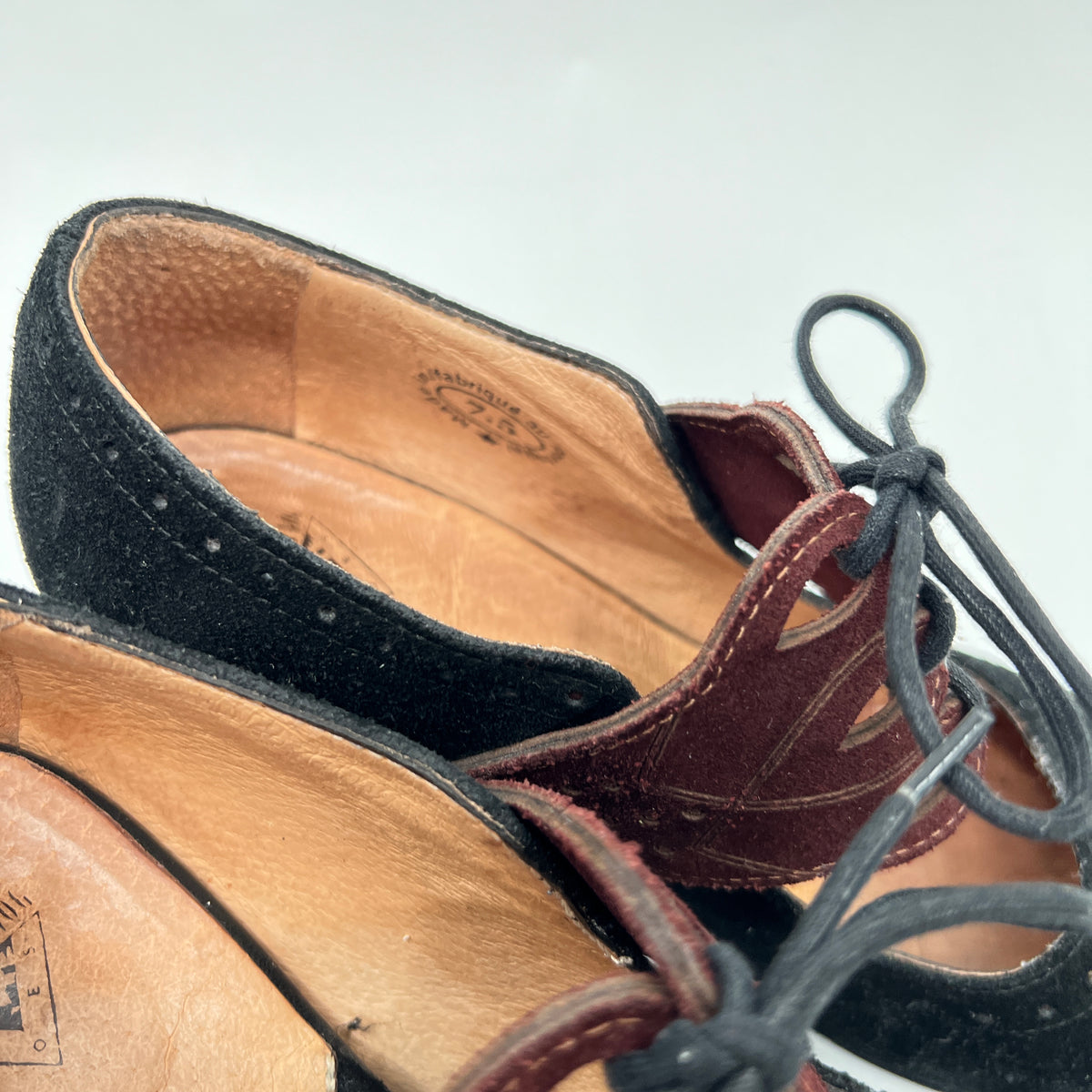 John Fluevog Suede Leather Two Tones Lace Heels Shoes