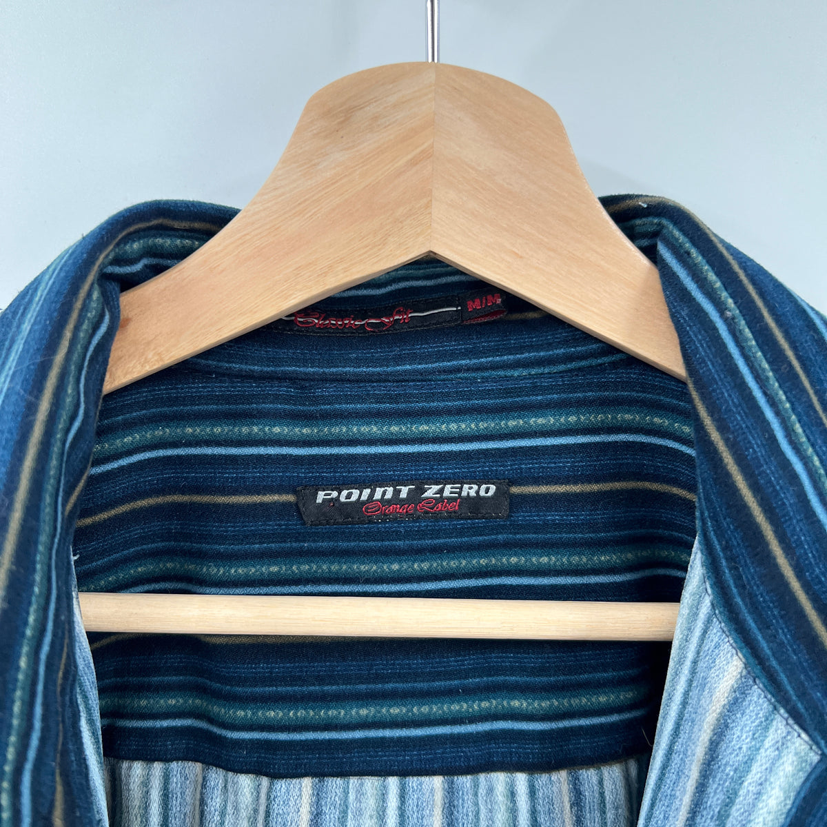 Vintage Point Zero Striped Casual Button Up Shirt