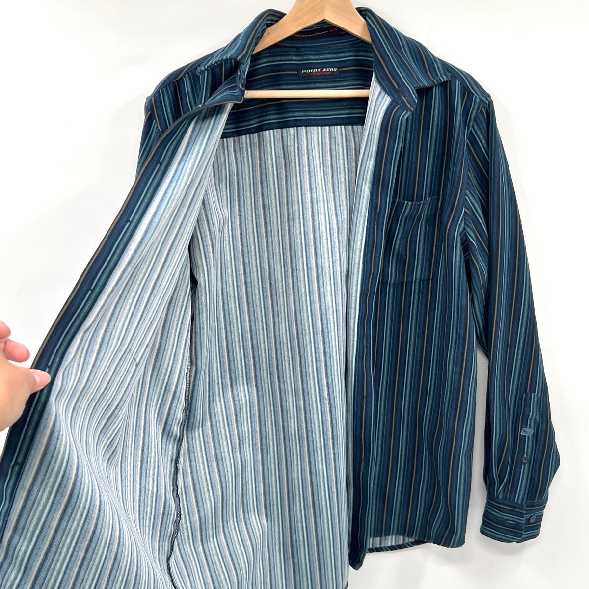 Vintage Point Zero Striped Casual Button Up Shirt