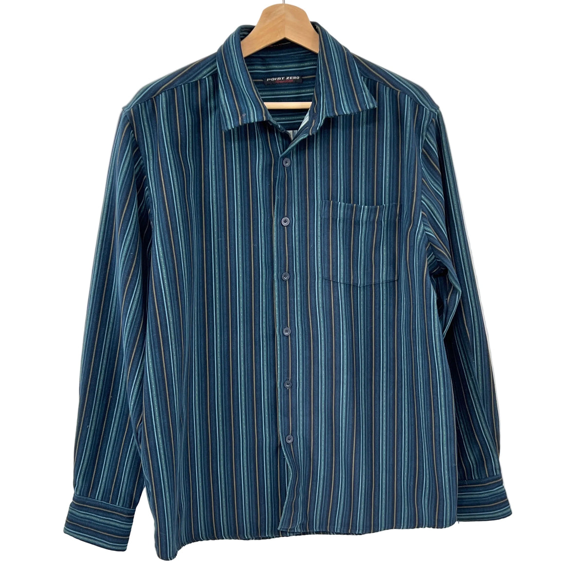 Vintage Point Zero Striped Casual Button Up Shirt