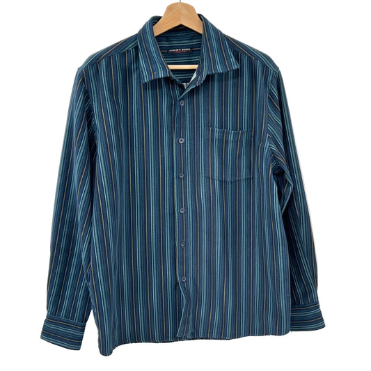 Vintage Point Zero Striped Casual Button Up Shirt