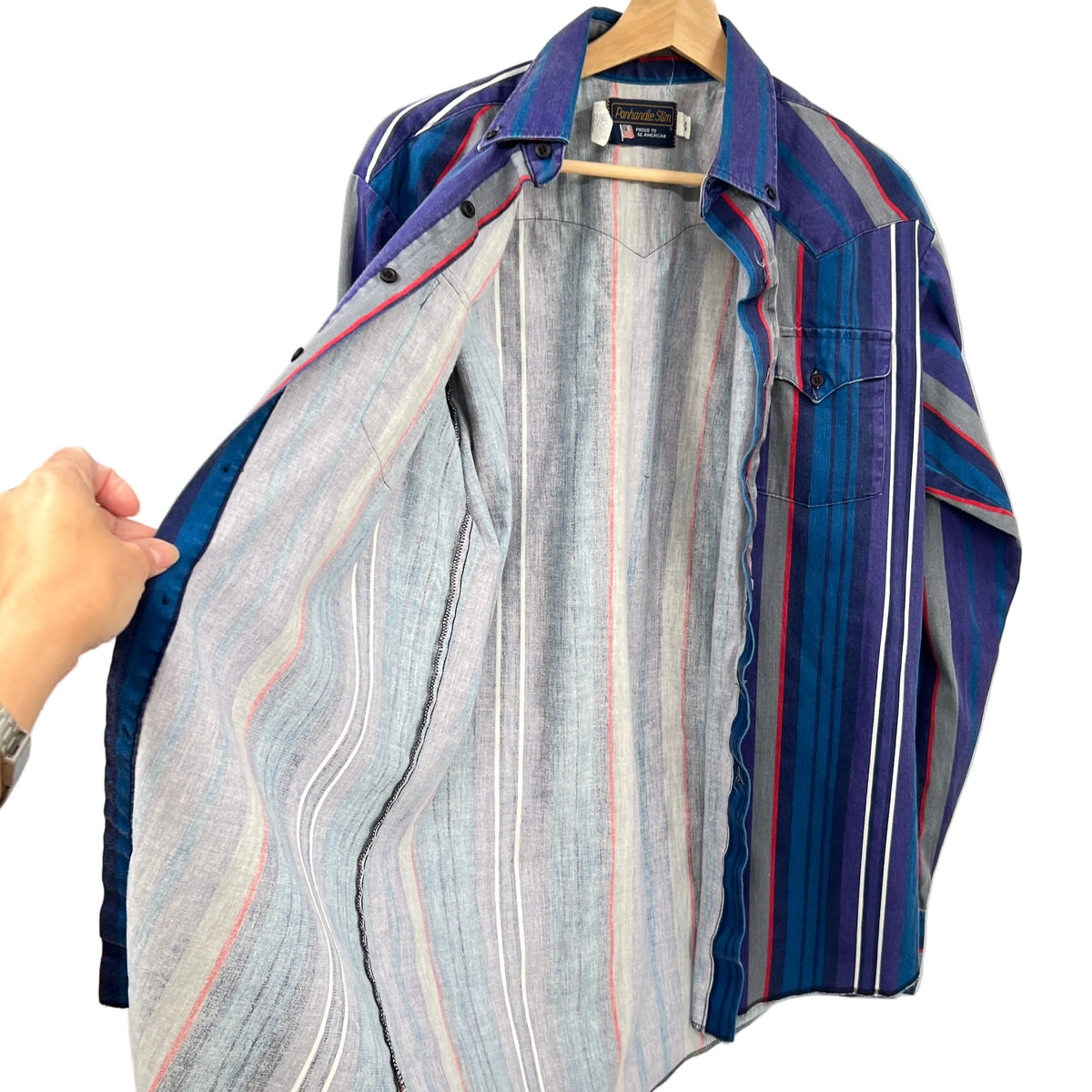 Vintage Panhandle Slim Striped Western Button Down Shirt